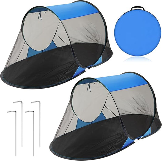 Pop up Mosquito Net Tents for Camping Instant Netting Screen Foldable Pop Tent with Ground Pin Waterproof Freestanding Insect Summer Bed Protection(86.61 x 41.34 x 35.43 inches,Blue,2 Pcs)