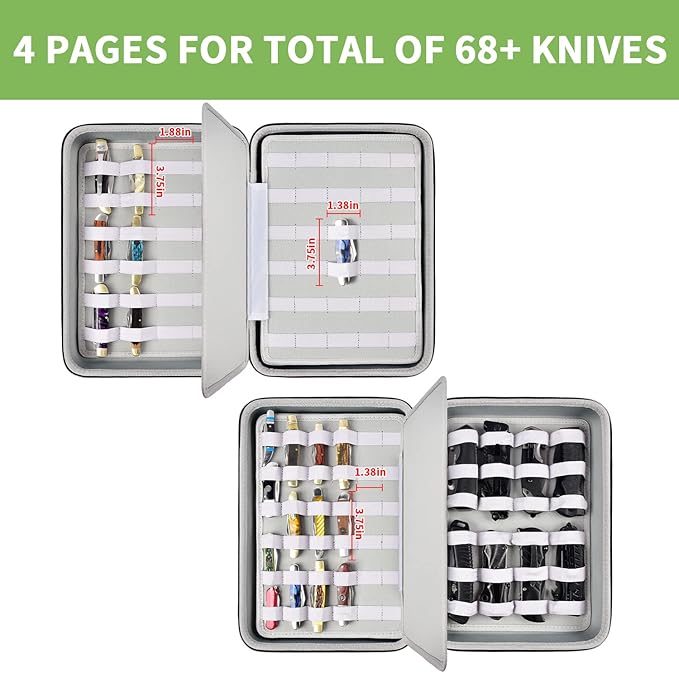 ALKOO Knife Display Case – Pocket & Folding Knife Organizer Holds 44 Knives, Shockproof Collector Storage Bag with Handle, Ideal for EDC, Hunting, Camping, Survival (Box Only)