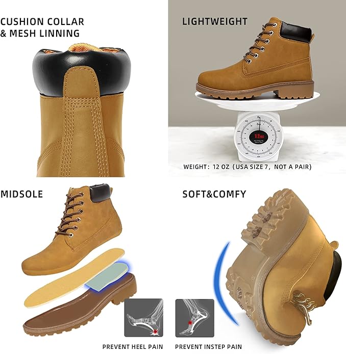 Women's Work Boots Hiking - Waterproof Outdoor Construction Motorcycle Combat