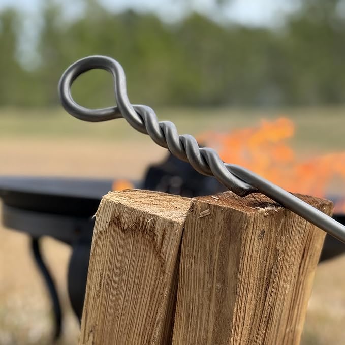 Fire Poker for Fire Pit Outdoor 40in Twisted Rope Design Stainless Steels Fireplace Poker for Fire Pit, Handmade Fire Pit Poker for Firewood Log Coals Campfire Wood Stove, Outdoor and Indoor Use