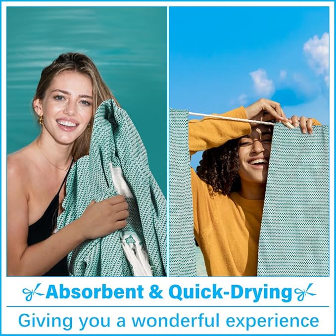 Oversized Turkish Beach Towel Blanket XXL Cotton Sandproof Towels Boho Woven Extra Large Big Sand Free Giant Throw Blankets Huge Quilt XL Picnic Camping Necessities Cloud For Adult Gifts Teal