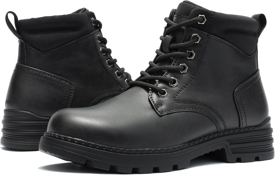 ANJOUFEMME Combat Hiking Boots for Women- Ladies Casual Outdoor Ankle Work Boots Lightweight Lace up Winter Shoes for Backpacking Trekking Walking