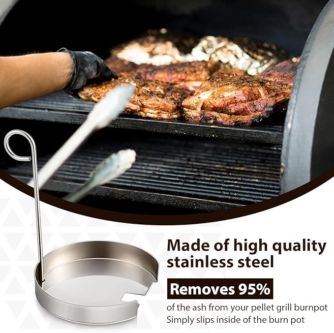 2 Pack Ash Remover Compatible with Pit Boss Camp Chef Pellet Grill Burn Pot Stainless Steel Pellet Grill Burn Pot Cleaning Accessories Ash Away Cleaning Ash Remover for Burner Gridiron
