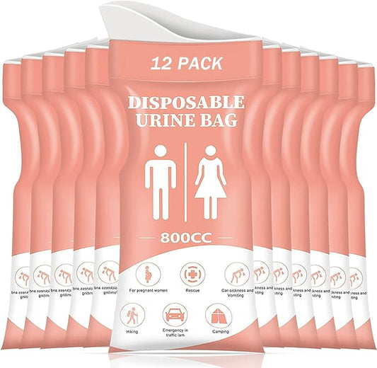 DIBBATU Disposable Urine Bag, 12/24 PCS Pee Bags for Travel for Women/Men, 800ML Emergency Portable Urinal Bag and Vomit Bags, Unisex Urinal Bag for Camping, Traffic Jams, Pregnant, Patient, Kids