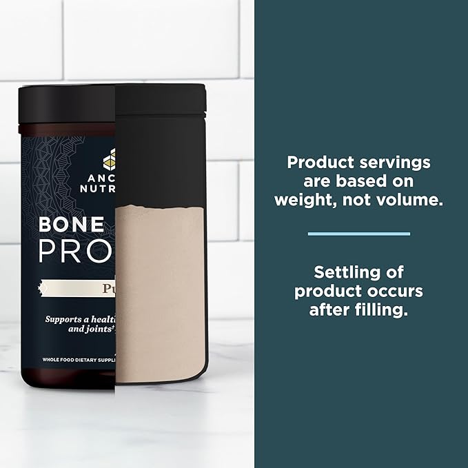 Ancient Nutrition Grass Fed & Cage Free Bone Broth Protein Powder, 20g Protein Per Serving, Hydrolyzed Collagen Peptides, Glucosamine, Chondroitin, Supports Joint & Gut Health, Pure, 20 Servings