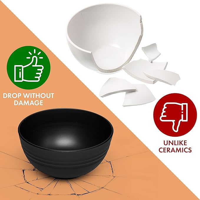 FOODLE Wheat Straw Dinnerware Set - BPA Free - Unbreakable, Microwave & Dishwasher Safe- Alternative to Plastic Dishes - Perfect for Outdoor, RV, Dorm - Camping Plates Cups and Bowls Set - For 6