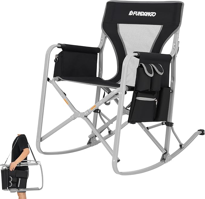 FUNDANGO Camping Director Chair for Adults, Foldable Portable Chair Outdoor Folding for Outside, Backyard, Patio, Lawn, Garden