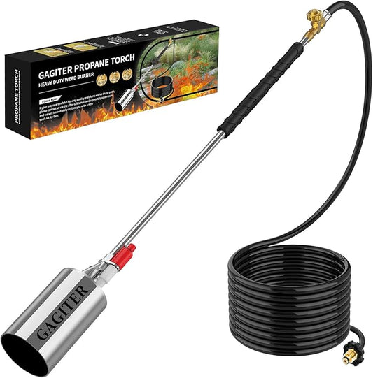 Propane Torch Weed Burner Kit,Blow Torch High Heat Output with Self Igniter,Heavy Duty Flamethrower with 10FT Hose Hose for Flame Weeding,Roof Asphalt,Ice Snow,Road Marking,Charcoal