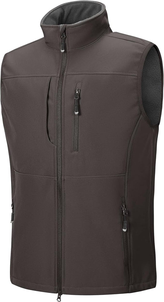 33,000ft Men's Lightweight Softshell Vest Outerwear Zip Up Fleece Lined Windproof Sleeveless Jacket for Golf Running Hiking