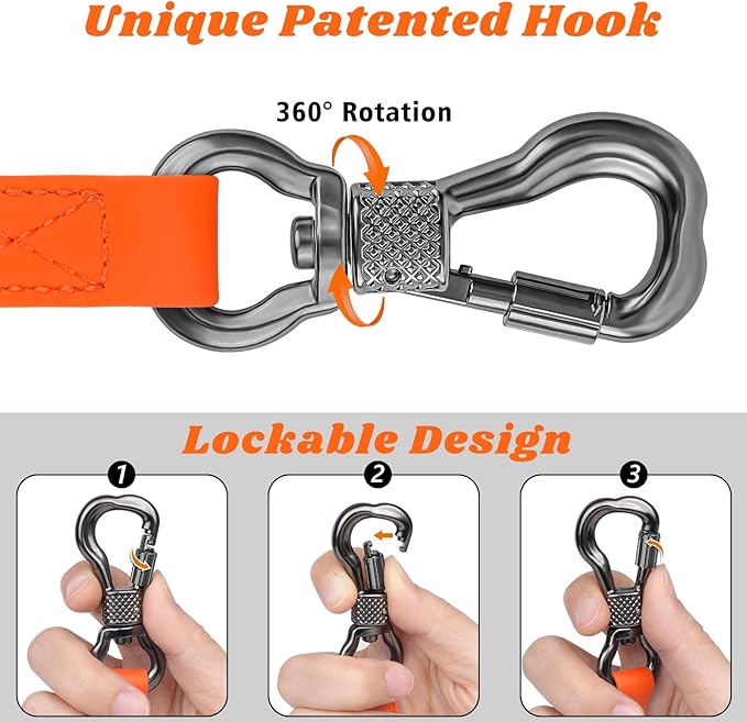 XiaZ Waterproof 20 FT Dog Leash, Training Long Line Lead for Large Medium Small Dogs Outside Walking, Playing, Camping, or Yard (20Feet, Orange)