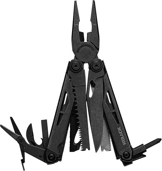 Multitool, 21-in-1 Multi Tool Pliers with Safety Locking and Spring-Action Scissors, Heavy-duty Stainless Steel Multi-tool Set with Nylon Sheath for Work, Home, Garden, DIY & Auto, Black