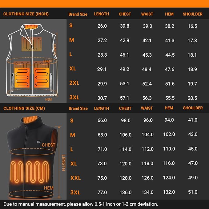 Heated Vest for Men and Women, Fleece Heated Jackets for Men and Women （Battery Pack Included）