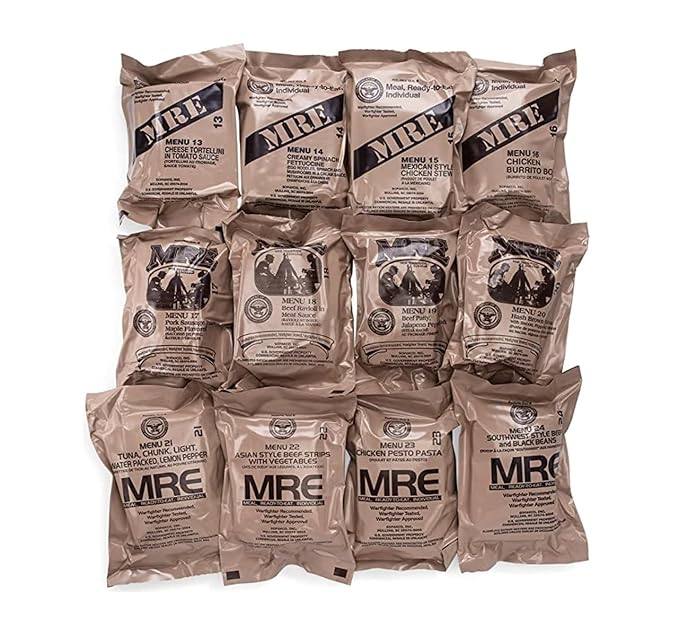 Wornick MRE Meals Ready to Eat, Inspection 2024, 2025 or Better, Emergency Food Supply, Survival Camping Outdoor 12 Pack (B Case, 1, Count)