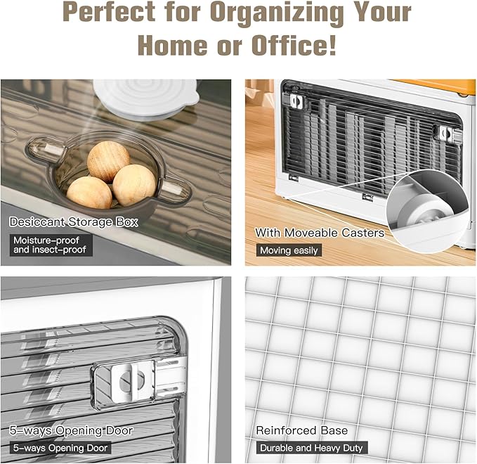 3 Pack Foldable Storage Bins, 8Gal Collapsible Storage Bins with 5 Opening Ways, Folding Storage Boxes, Foldable Storage Cubes for Clothing, Books, White