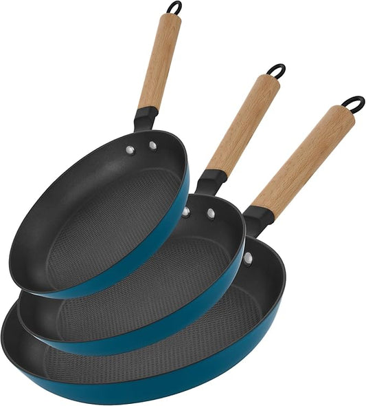 YUTANN 8&10&12 Inch Non-stick Cast Iron Skillet,Enameled Pre-seasoned Frying Pan with Detachable Handle,Lightweight,Dishwasher Oven Safe (500°F)