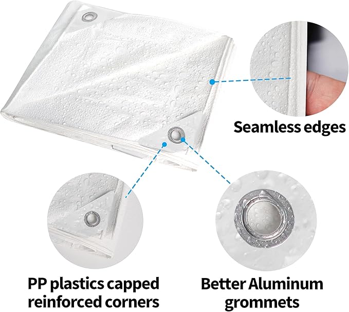 TARPAL 10x12 Feet White Tarp Waterproof Lightweight tarps Multipurpose Protective Cover All Purpose Poly Tarps Cover for Firewood Outdoor Furniture etc