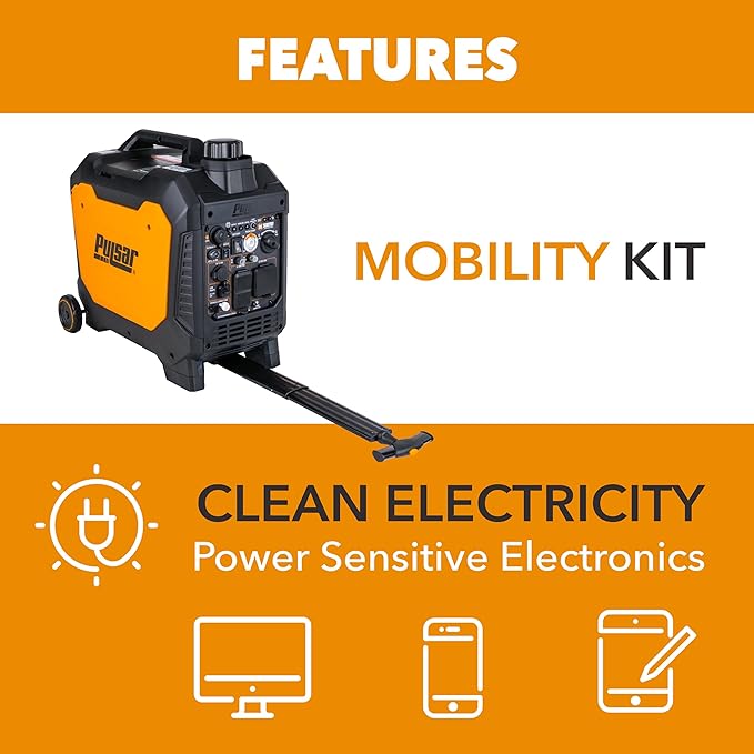 Pulsar 4000 Watt Portable Inverter Generator, Dual Fuel Gasoline & Propane, Remote Electric Start, CO Sensor, Parallel Capable, Super Quiet, Use for RV, Camping, Outdoor & Home, NE40BiSRCO