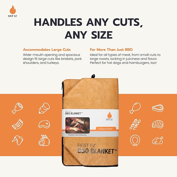 Rest EZ BBQ Blanket® - Insulated Meat Resting Bag for Moisture Retention and Tender BBQ - Heavy-Duty with Wide Mouth Design for Briskets, Pork Shoulders, Steaks