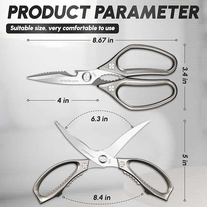 SSGP Kitchen Scissors Set, All Purpose Heavy Duty Poultry Shears, Ultra Sharp Japanese Meat Scissors, Dishwash Safe Stainless Steel Comfort Grip Handle Kitchen Shears for Food, Chicken Bones, Turkey