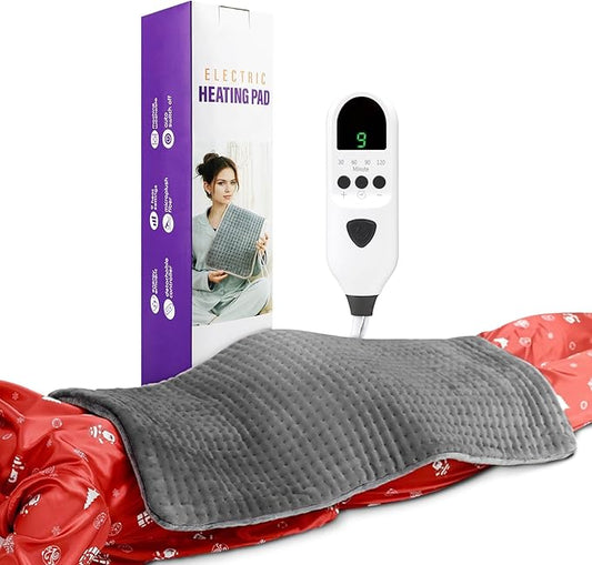 Extra Large Heating Pad, 17"×33" Electric Heat Pad for Back, Neck, Shoulders, Cramps, Menstrual Pain, 9 Heat Settings & 4 Auto-Off Timers, Soft Machine Wash Fabric, Gifts for Women Mom