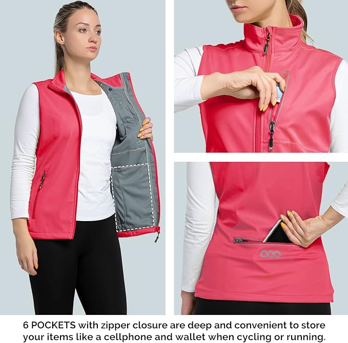 33,000ft Women's Lightweight Running Vest Outerwear with Pockets, Windproof Sleeveless Jacket for Golf Hiking Travel