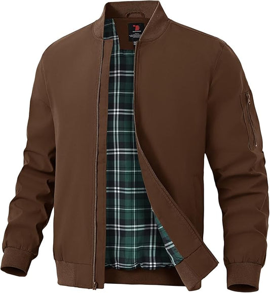 TBMPOY Men's Bomber Jackets Lightweight Light Windbreaker Casual Business Dress Stylish Fall Spring Golf Work