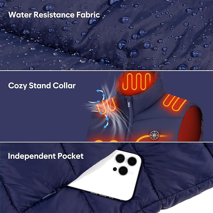 Heated Vest for Men With 16000mAh 7.4V Battery Pack Included, Light Weight 15 Heating Zone Electric Heating Vest