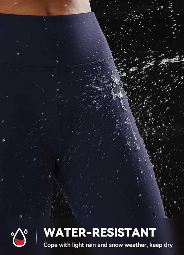 baleaf Women's Fleece Lined Leggings Water Resistant Thermal Winter Warm Tights High Waisted with Pockets Running Gear