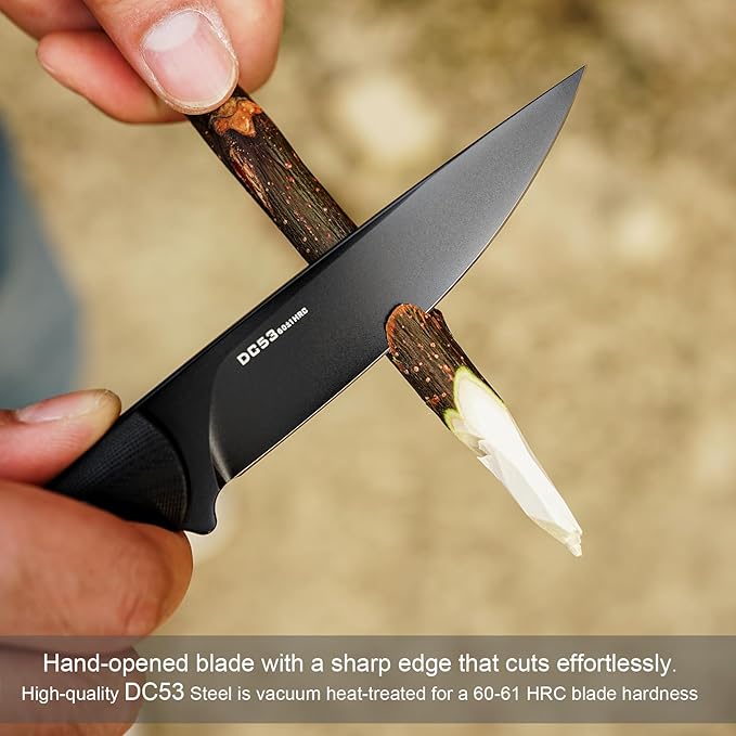 Fixed Blade Knife,3.86inch DC53 Steel Blade and G10 Handle,with Kydex Sheath,Fixed Blade EDC Tactical Knife for Men Women, Outdoor Hunting Hiking Survival Camping Knives.