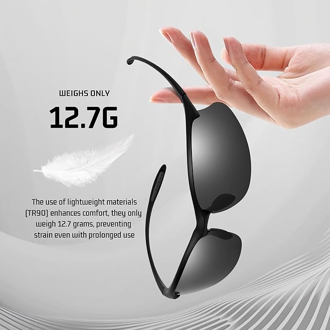 SUNGAIT Ultra-light Sports Sunglasses Rimless Polarized Sun Glasses for Men Fishing Running UV400 Protection