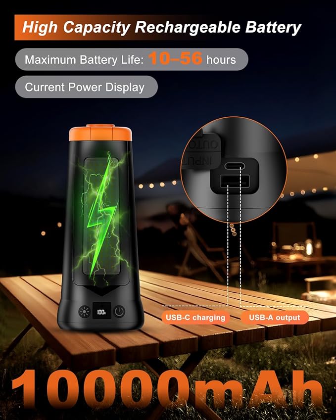 Camping Light with Stand 85.9" Rechargeable Cordless 5500 High Lumens LED Work Light, 10000mAh Solar Magnetic Waterproof Emergency, Dimmable Camping Essentials Gear with Detachable Tripod