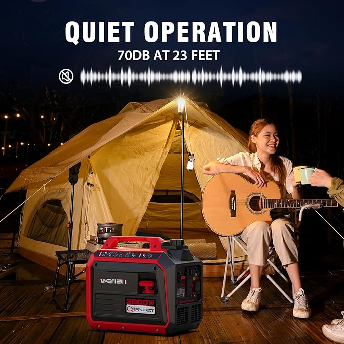 3800W Portable Inverter Generator, Super Quiet Generator for Home Use, Camping, RV