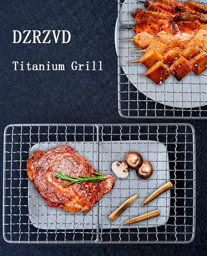 Mini Size Titanium Grill Grate for Backpacking Hiking Outdoor Camping Beach BBQ (Camping Fire Rated) - 7.48"X12.6"