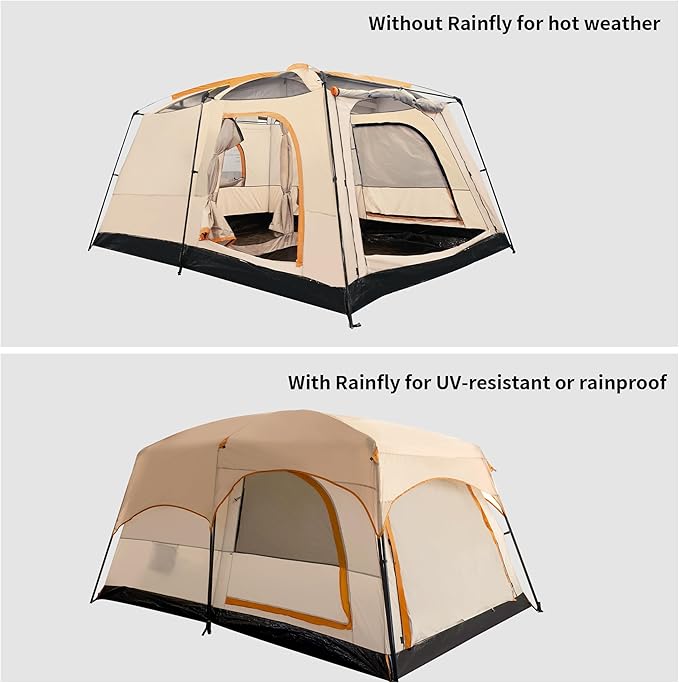 Camping Tent, Easy Setup, 1-2-8-10 Person Waterproof and Portable Tent for Camping Hiking Outdoor