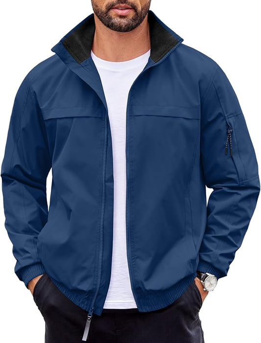 COOFANDY Mens Lightweight Bomber Jackets Stand Collar Windbreaker Softshell Jacket Zip Up Coat for Fall Outdoor