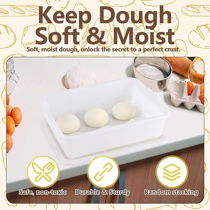 Dough Proofing Container with Lid, Homemade Bread and Pizza Dough Storage Box for Proofing, 3 Trays and 3 Covers
