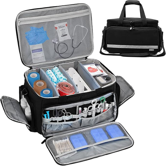 Home Health Nurse Bag Medical Bag Empty First Aid Storage with Detachable Divider Medical Supplies Bag for Nursing Student,Therapist,Doctors