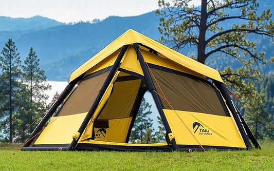 TAILI Inflatable Blow Up Tent for Camping with Hand Pump for 2/3/4/6 Person, Easy Setup Outdoor Inflatable Oxford Waterproof Air Tent House for Family Camping Adult
