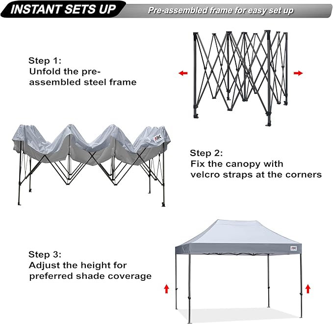 ABCCANOPY Patio Pop Up Canopy Tent 10x15 Commercial-Series (Gray)