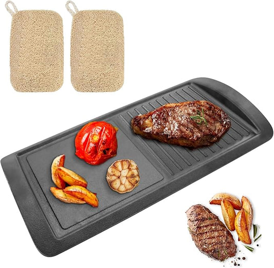 Cast Iron Griddle for Gas Grill, Griddle Pan for Stove Top, Grill Pan for Indoor Cooking, Grill Pans for Outdoor Grill (Black)