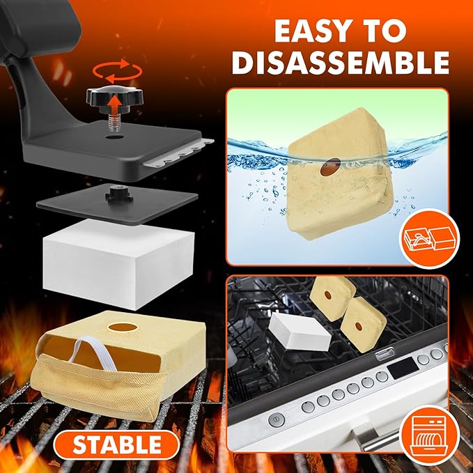 1+2PCS Bristle Free Grill Brush Non Metal Bristles for Outdoor Grill, Upgraded Safe No Wire Steam Brush with Scraper Replaceable Head, BBQ Sponge Grilling Cleaner for Dad