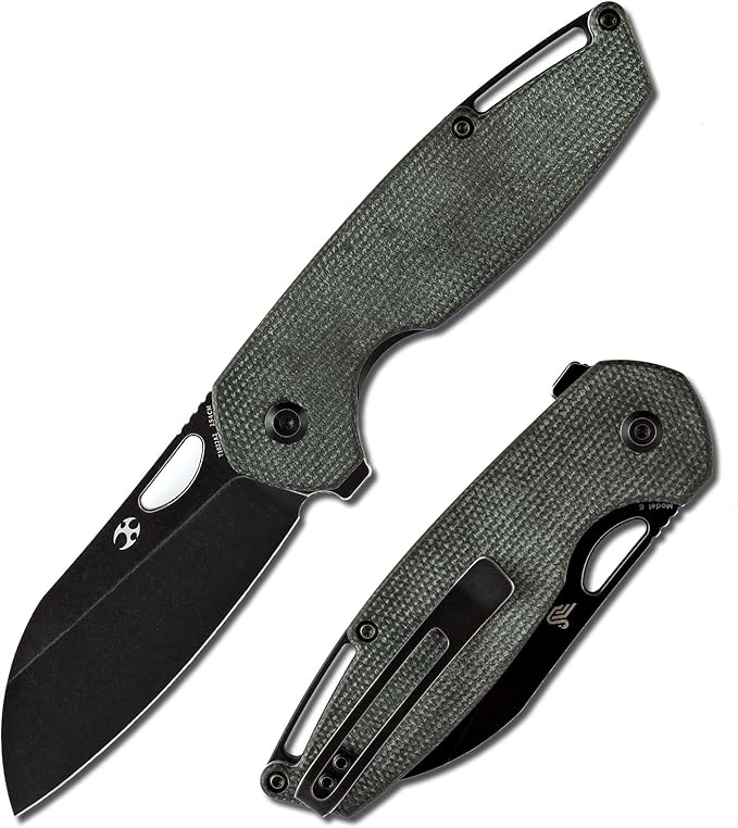 Kansept Model 6 Pocket Folding Knife EDC Camping Knife 3.1'' 154CM Material with Green Micarta Handle Everyday Carry T1022A2