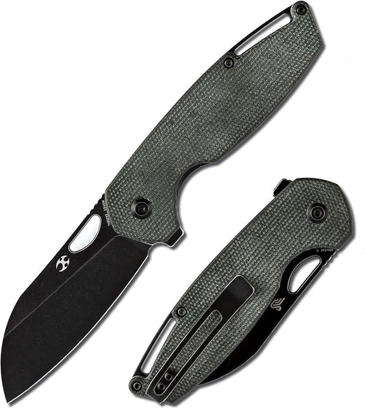 Kansept Model 6 Pocket Folding Knife EDC Camping Knife 3.1'' 154CM Material with Green Micarta Handle Everyday Carry T1022A2