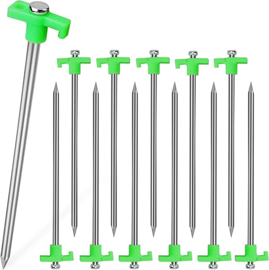 PR1ME Tent Stakes 12 Pack, Galvanized Non-Rust Family Pop Up Household Tent Pegs, Heavy Duty Yard Stakes, for backyards, Canopy, and Outdoor Decorations