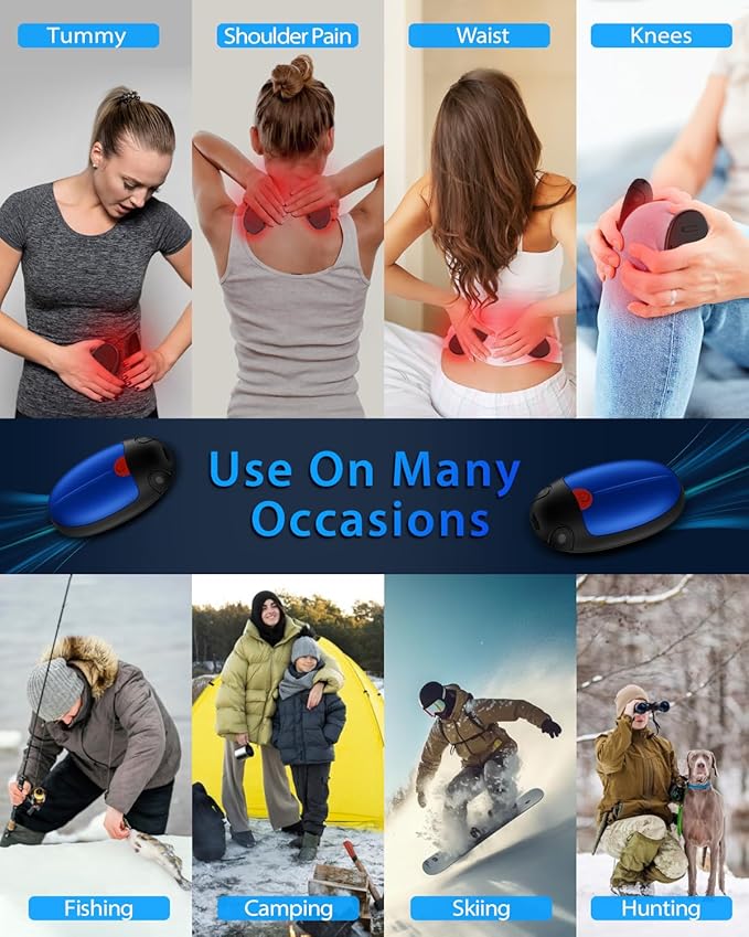 Hand Warmers Rechargeable, 2 Pack Portable Pocket Hand Warmers, 20Hrs Long Heating Double Warm Electric Handwarmers, Reusable Heater for Outdoors, Camping, Hunting, Golf, Fishing