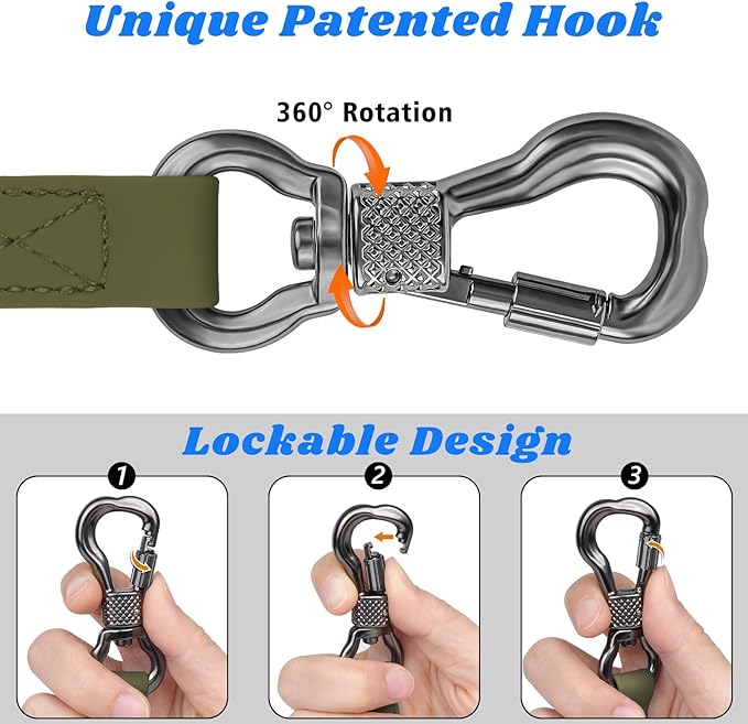 XiaZ Dog Leash Waterproof 6 FT, Training line Lead for Large Medium Small Dogs Outside Walking, Playing, Camping, or Yard (6FT, Olive)