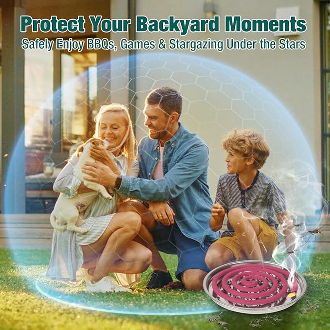Extra Strong Mosquito Repellent Coils, 24 Pack Large Outdoor Coils, 6-Hour Protection Covers 12ft, Safe & Effective for Yard, Patio, Camping, Garden, Deck & BBQ Areas