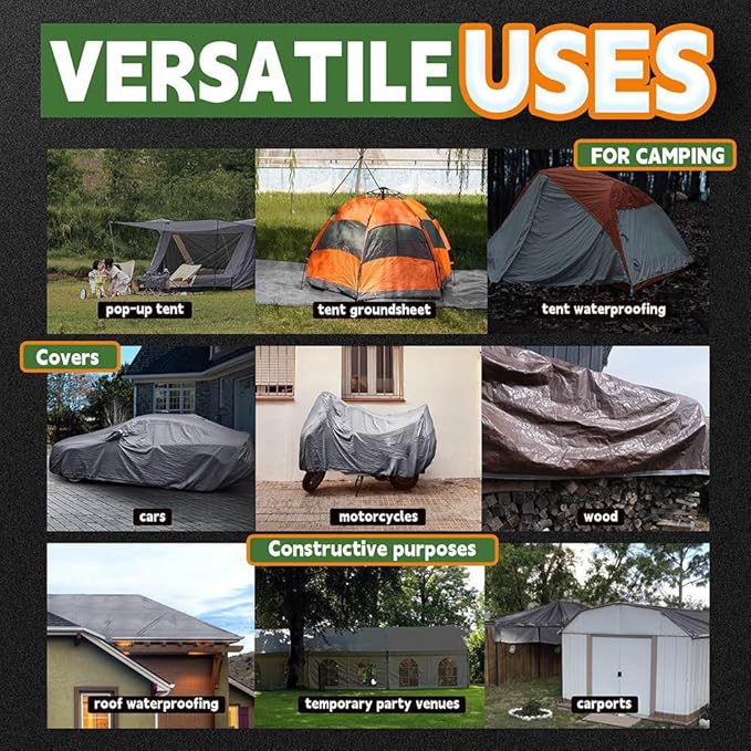 RAINDEWAY Large Tarps 30x100 Feet, 5.5 Mil - Multipurpose Waterproof Poly Tarp Cover with Metal Grommets and Reinforced Edges, Silver/Blue Tarp