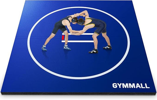GYMMALL Wrestling Mat 10'x10'/6.6'x10' for Home Outdoor Indoor, 1.2" Thick Foldable XPE Jiu Jitsu Floor Exercise Mat for Gymnastics, PE Training, BJJ, MMA, Martial Art, Grappling, Judo, Boxing, Yoga