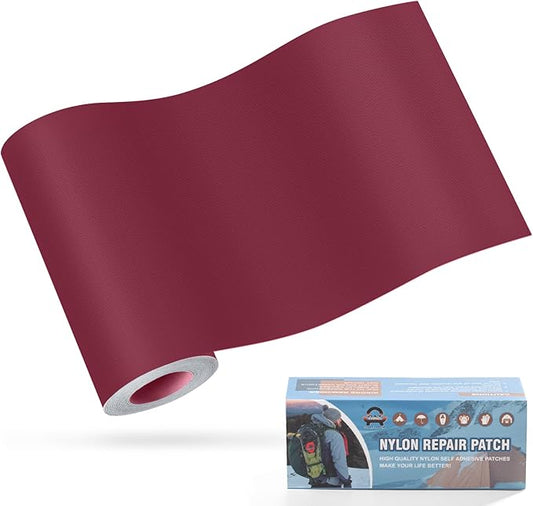 OAZ 3.9 x 63 inch Nylon Repair Patches Nylon Fabric Patch Self-Adhesive Nylon Repair Tape Waterproof Lightweight Outdoor Gear Repair Patch Kit for Down Jacket Clothing Tent Bag (Burgundy)